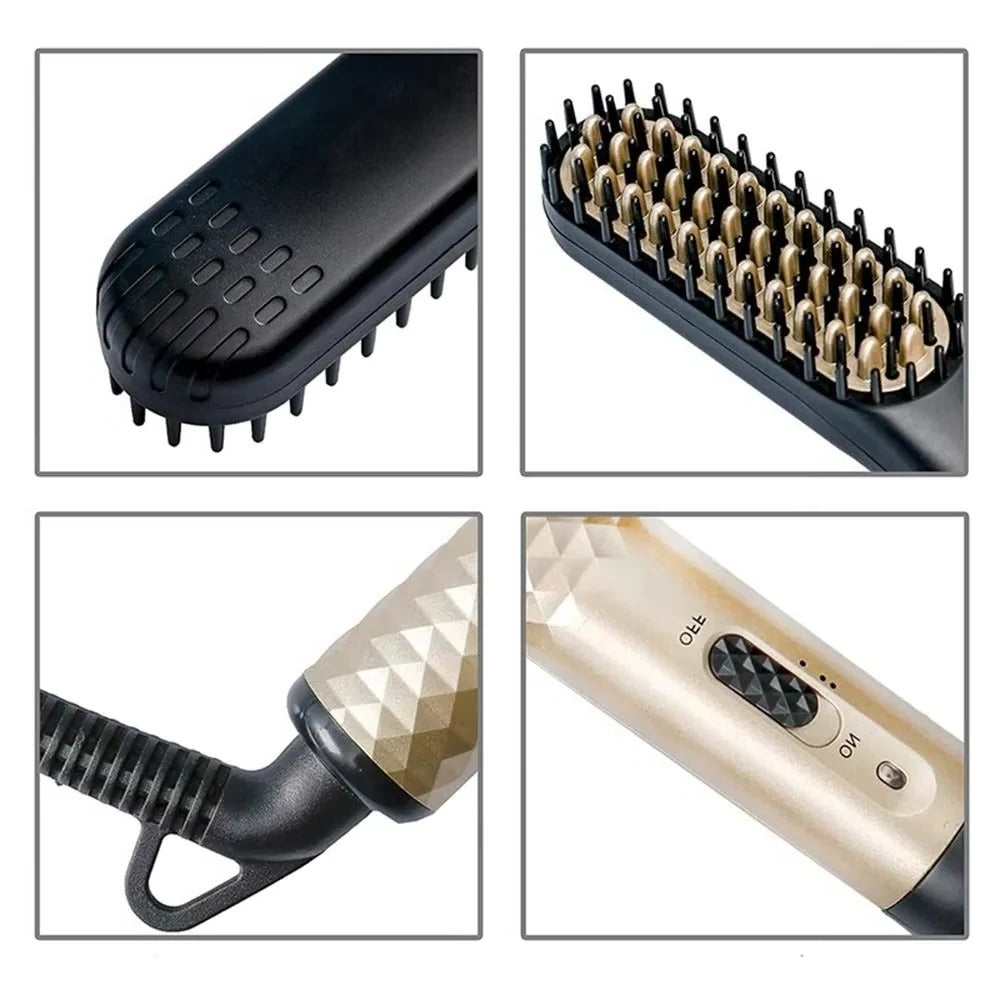 The Thermo-Beard Pro: Mini Straightening Brush with Ceramic Heat Logic