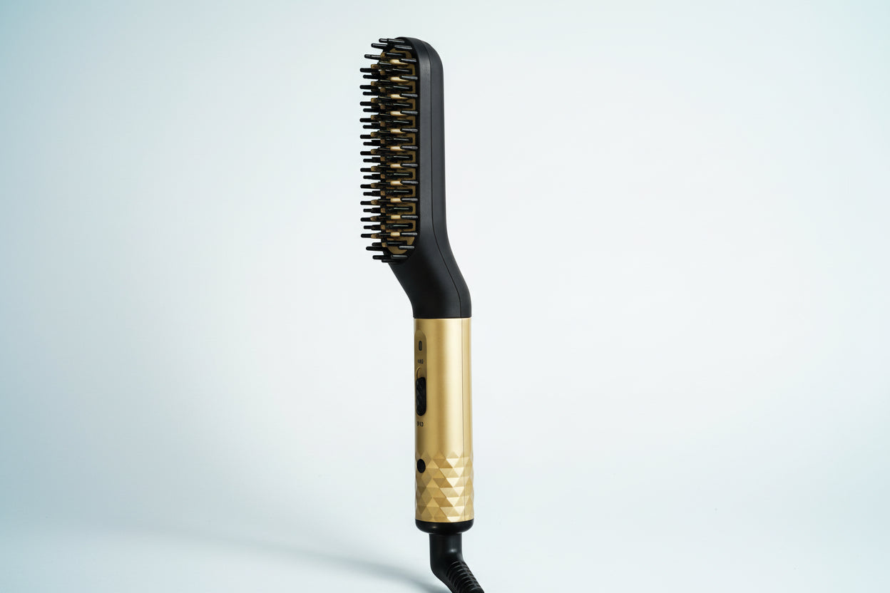 The Thermo-Beard Pro: Mini Straightening Brush with Ceramic Heat Logic