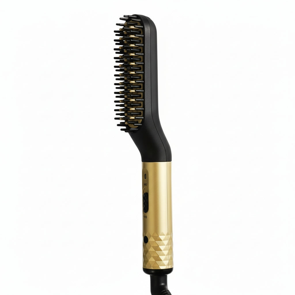 The Thermo-Beard Pro: Mini Straightening Brush with Ceramic Heat Logic