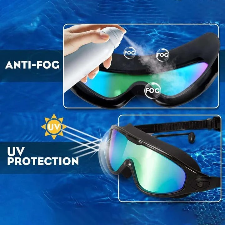 Horizon-Seeker Elite: Ultra-Wide Lens Swimming Goggles for Expanded Sight